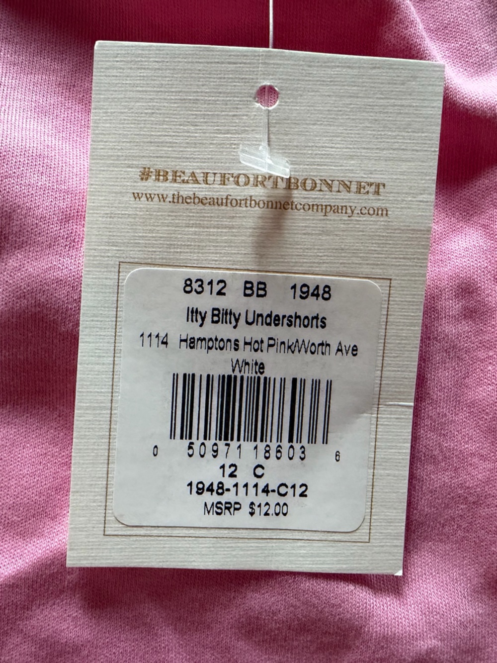 Pink Cotton “itty bitty under shorts” Lounge Shorts girls size 12 NWT - Picture 2 of 2